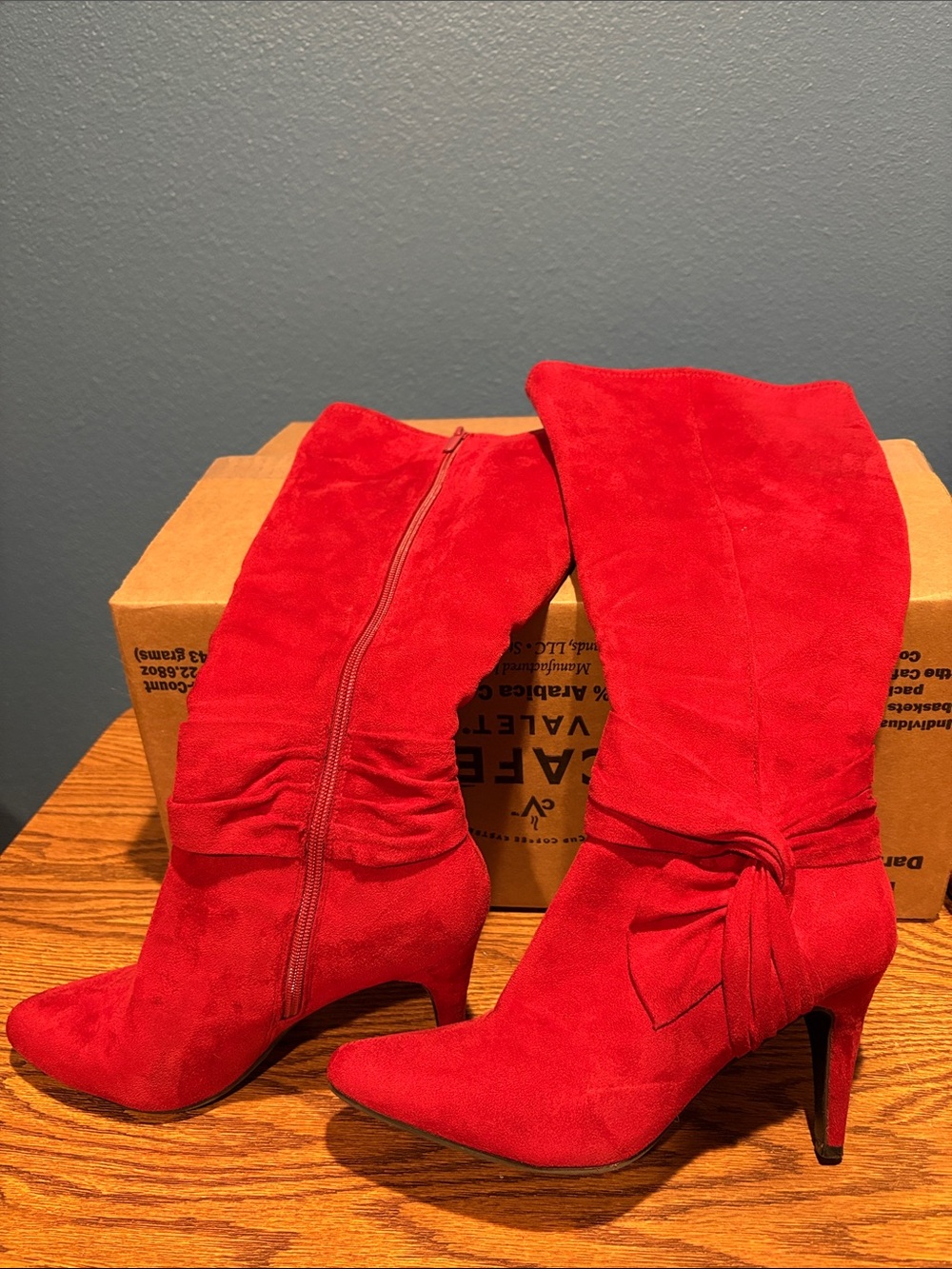 Covington Red Over-the-Knee Knot Accent Stiletto Boots